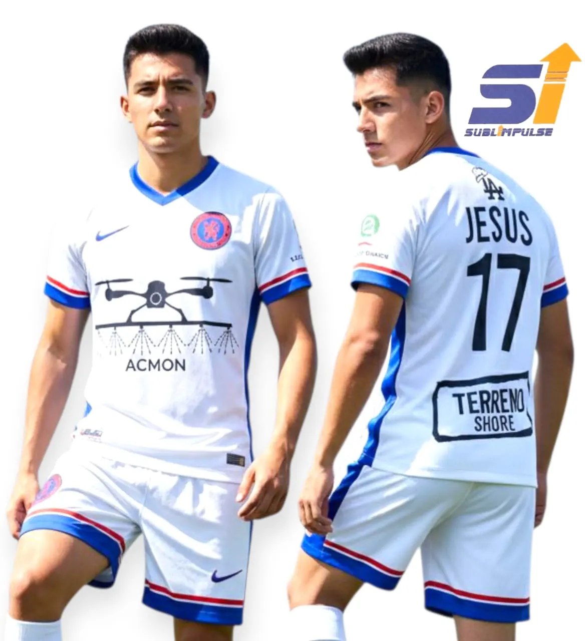 Jugadores con uniforme de fútbol sublimado de ACMON Terreno Shore