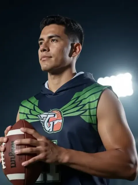 Jugador con jersey de flag football sublimado