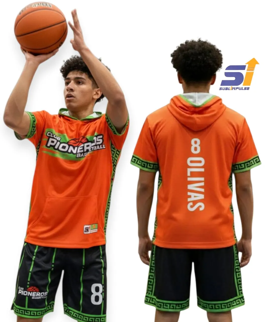 Jugador con uniforme de básquetbol sublimado de Club Pioneros