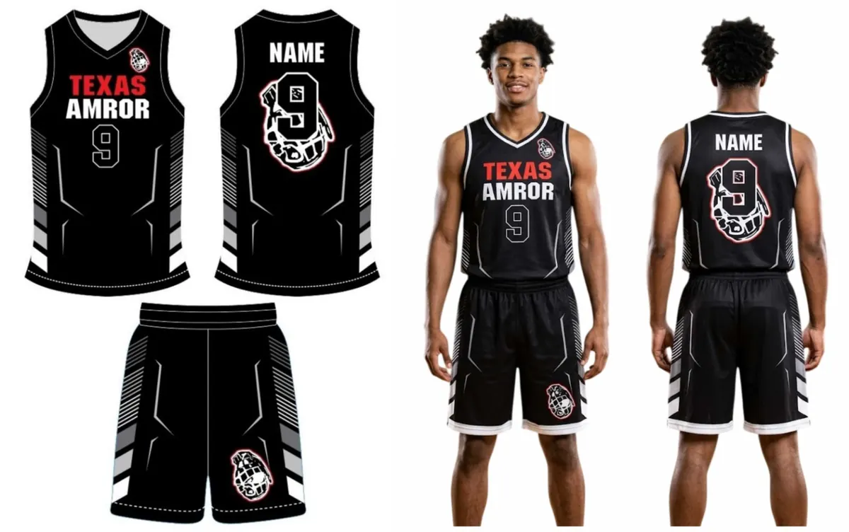 Uniforme sublimado de Texas Armor, básquetbol